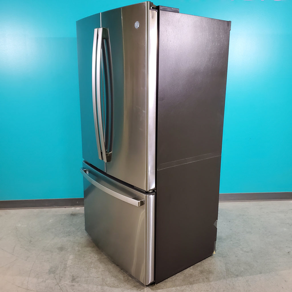 Pictures of Counter Depth Stainless Steel ENERGY STAR GE Profile 23.1 cu. ft. 3 Door French Door Refrigerator with Internal Water Dispenser- Scratch & Dent - Minor - Neu Appliance Outlet - Discount Appliance Outlet in Austin, Tx