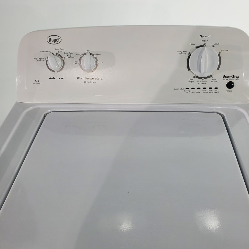 Pictures of High Efficiency Roper 3.5 cu. ft. Top Load Washer with Deep Water Wash Option and Roper 6.5 cu ft Electric Dryer with Automatic Dry- Certified Refurbished - Neu Appliance Outlet - Discount Appliance Outlet in Austin, Tx