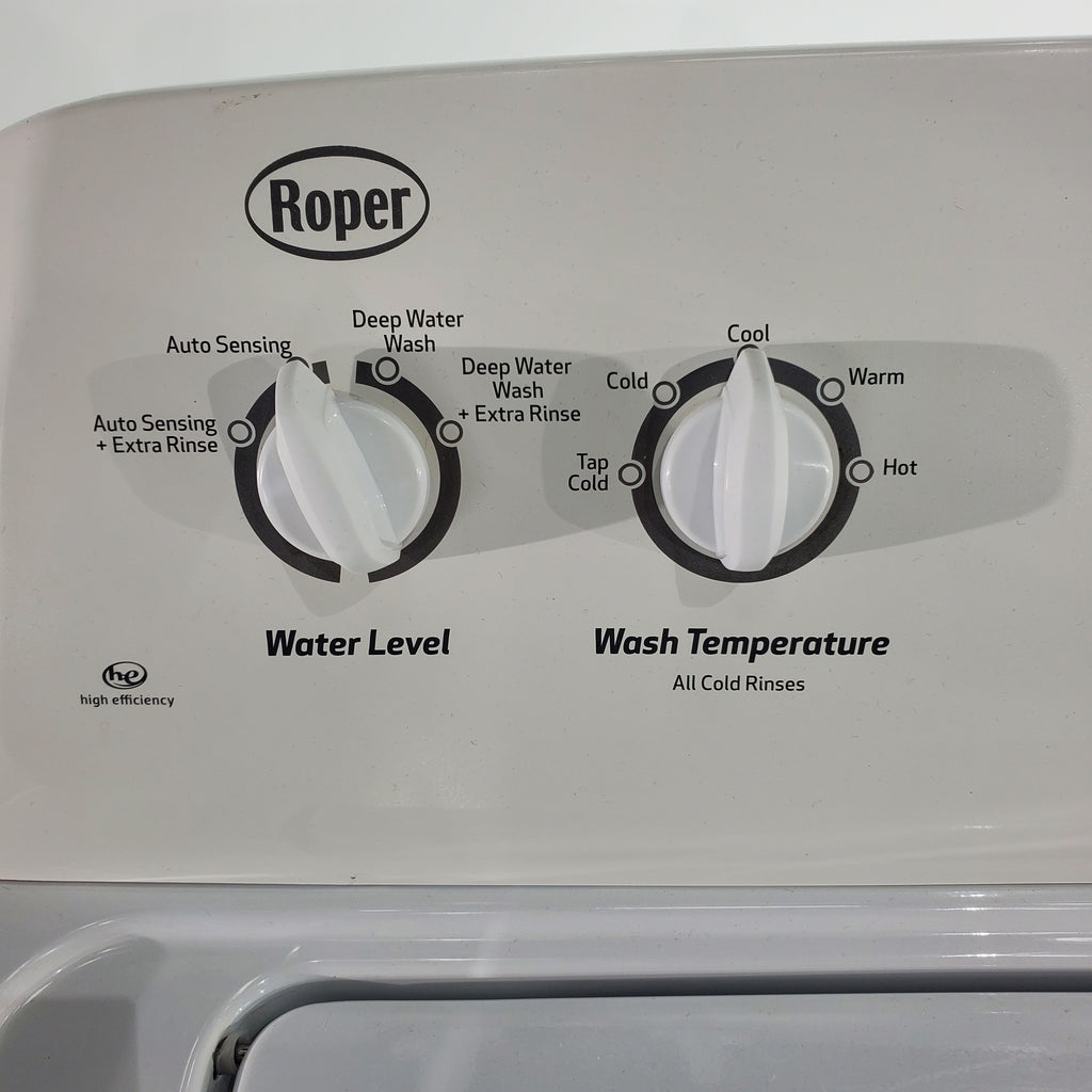 Pictures of High Efficiency Roper 3.5 cu. ft. Top Load Washer with Deep Water Wash Option and Roper 6.5 cu ft Electric Dryer with Automatic Dry- Certified Refurbished - Neu Appliance Outlet - Discount Appliance Outlet in Austin, Tx