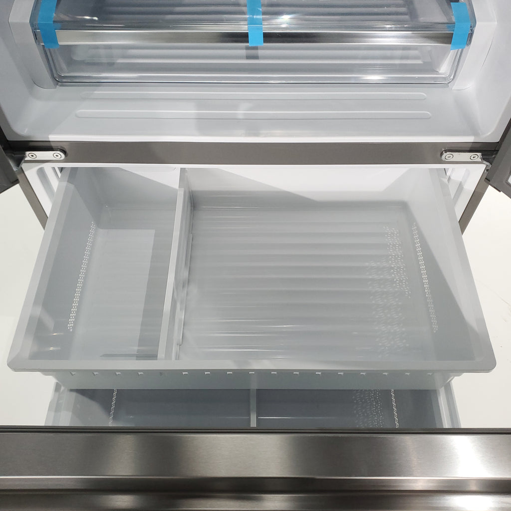 Pictures of Fingerprint Resistant Stainless Steel ENERGY STAR Hisense 25.4 cu. ft. 3 Door Refrigerator with Water and Ice Dispenser- Scratch & Dent - Moderate - Neu Appliance Outlet - Discount Appliance Outlet in Austin, Tx