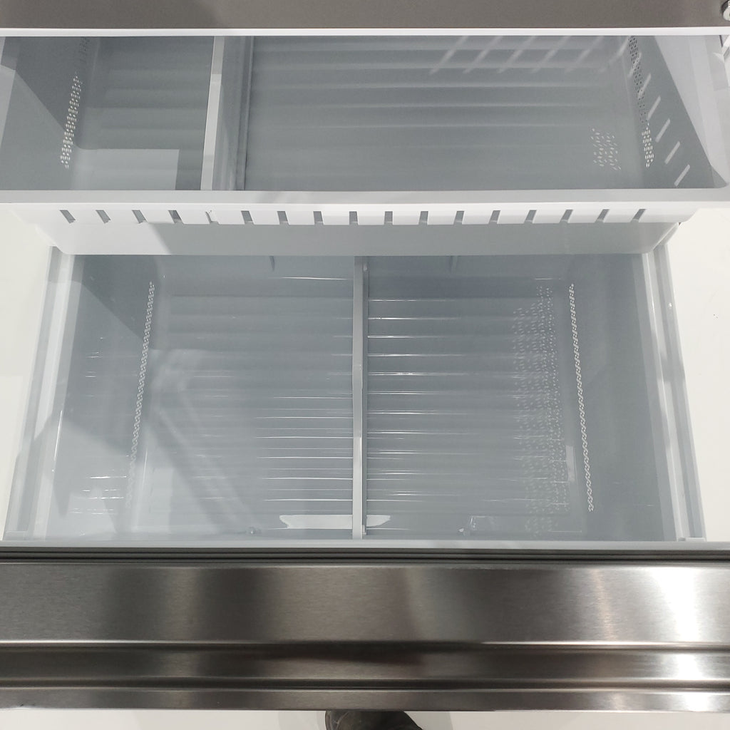 Pictures of Fingerprint Resistant Stainless Steel ENERGY STAR Hisense 25.4 cu. ft. 3 Door Refrigerator with Water and Ice Dispenser- Scratch & Dent - Moderate - Neu Appliance Outlet - Discount Appliance Outlet in Austin, Tx