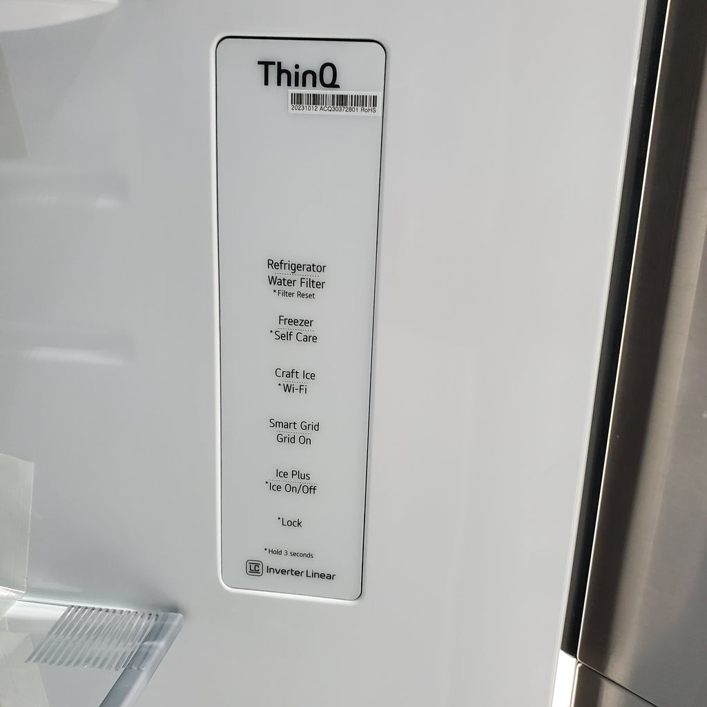 Pictures of Print Proof Stainless Steel ENERGY STAR LG 27 cu. ft. Side by Side Refrigerator with Edge-to-Edge InstaView- Scratch & Dent - Minor - Neu Appliance Outlet - Discount Appliance Outlet in Austin, Tx