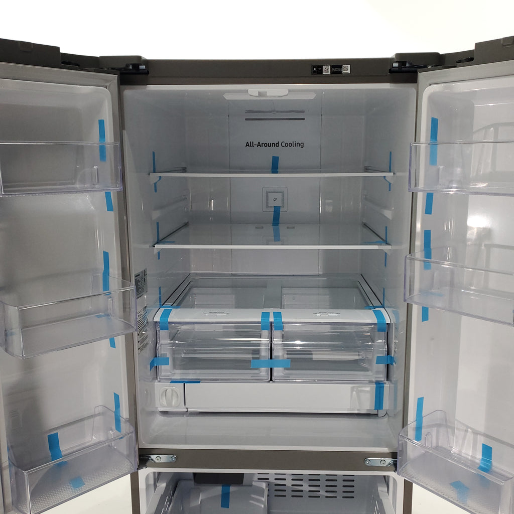 Pictures of 30 in. Fingerprint Resistant Stainless Steel ENERGY STAR Samsung 22 cu. ft. 3 Door French Door Refrigerator with Exterior Water and Ice Dispenser - Scratch & Dent - Minor - Neu Appliance Outlet - Discount Appliance Outlet in Austin, Tx