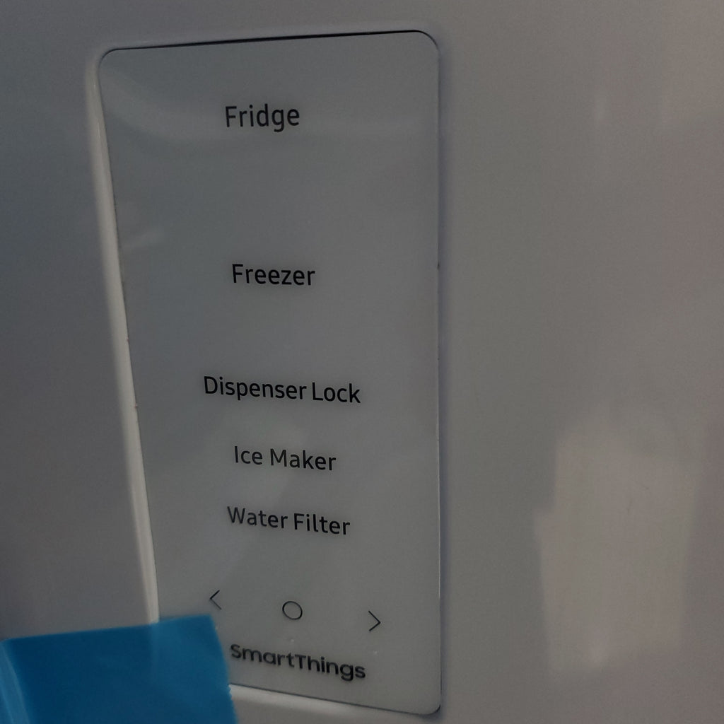 Pictures of 30 in. Fingerprint Resistant Stainless Steel ENERGY STAR Samsung 22 cu. ft. 3 Door French Door Refrigerator with Exterior Water and Ice Dispenser - Scratch & Dent - Minor - Neu Appliance Outlet - Discount Appliance Outlet in Austin, Tx