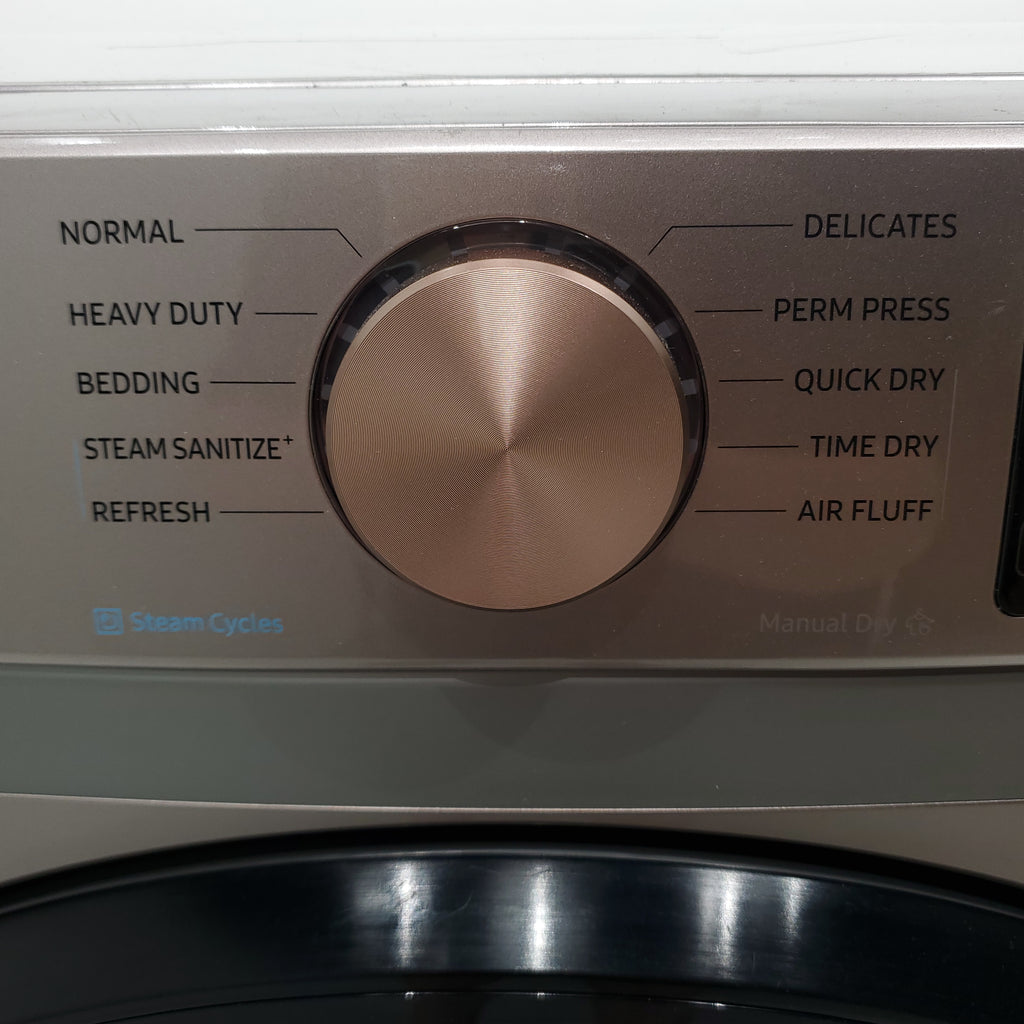 Pictures of Champagne Samsung 7.5 cu. ft. Front Load Electric Dryer with Steam Sanitize+ - Scratch & Dent - Moderate - Neu Appliance Outlet - Discount Appliance Outlet in Austin, Tx