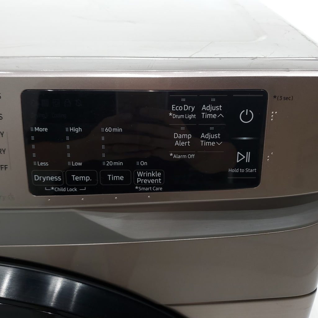 Pictures of Champagne Samsung 7.5 cu. ft. Front Load Electric Dryer with Steam Sanitize+ - Scratch & Dent - Moderate - Neu Appliance Outlet - Discount Appliance Outlet in Austin, Tx