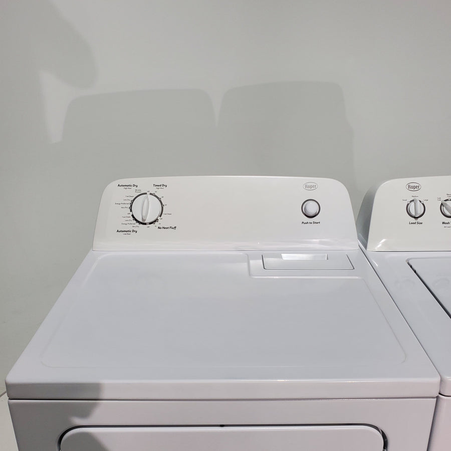 Roper 3.6 cu. ft. Top Load Washing Machine with Status Indicator Lights and 6.5 cu. ft. Electric Dryer with Wrinkle Prevent - Certified Refurbished