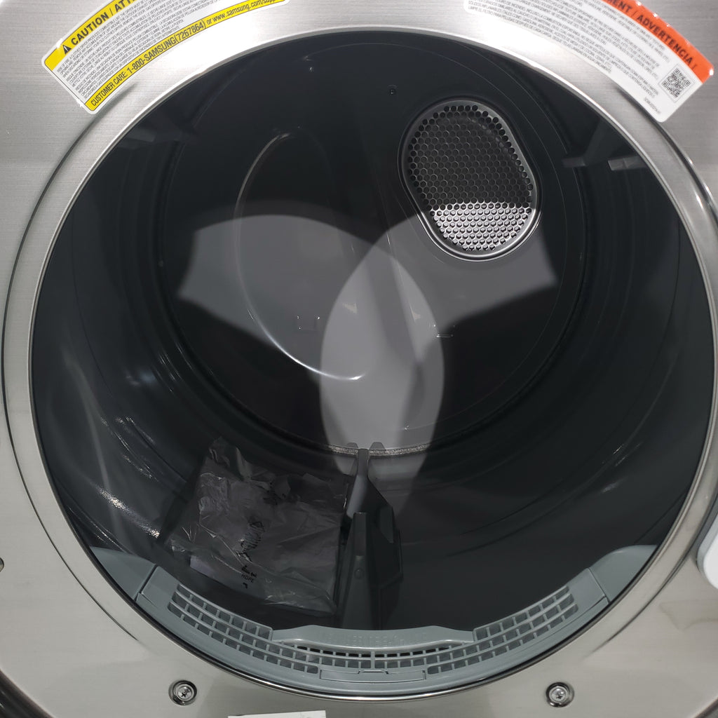 Pictures of Platinum Samsung 7.5 cu. ft. Frontload Electric Dryer with Sensor Dry - Scratch & Dent - Major - Neu Appliance Outlet - Discount Appliance Outlet in Austin, Tx