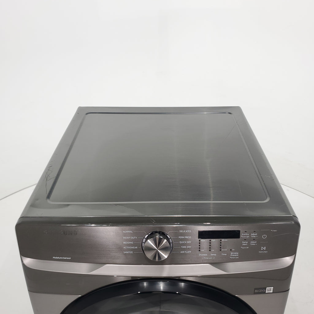 Pictures of Platinum Samsung 7.5 cu. ft. Frontload Electric Dryer with Sensor Dry - Scratch & Dent - Major - Neu Appliance Outlet - Discount Appliance Outlet in Austin, Tx