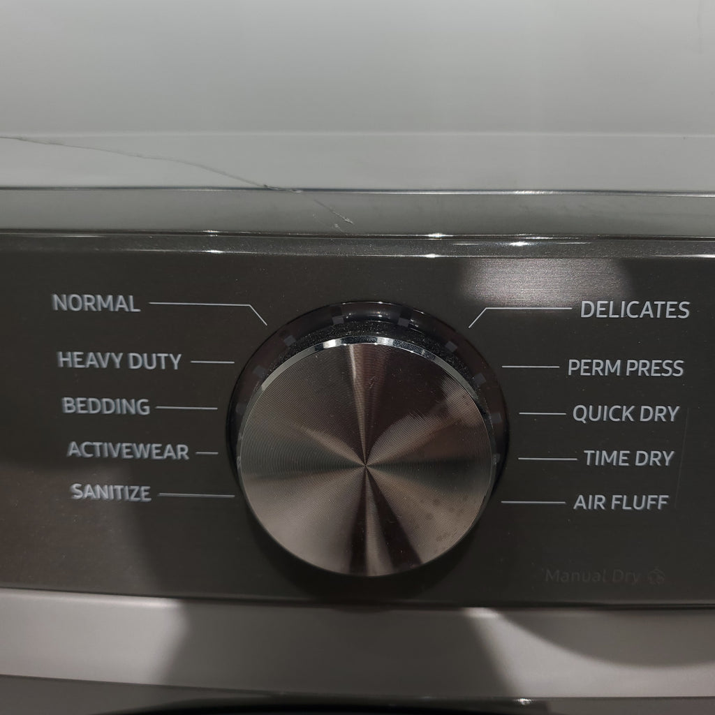 Pictures of Platinum Samsung 7.5 cu. ft. Frontload Electric Dryer with Sensor Dry - Scratch & Dent - Major - Neu Appliance Outlet - Discount Appliance Outlet in Austin, Tx