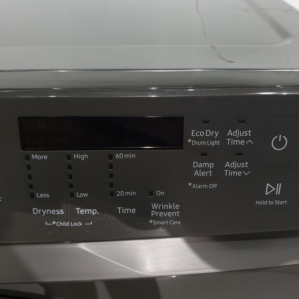 Pictures of Platinum Samsung 7.5 cu. ft. Frontload Electric Dryer with Sensor Dry - Scratch & Dent - Major - Neu Appliance Outlet - Discount Appliance Outlet in Austin, Tx