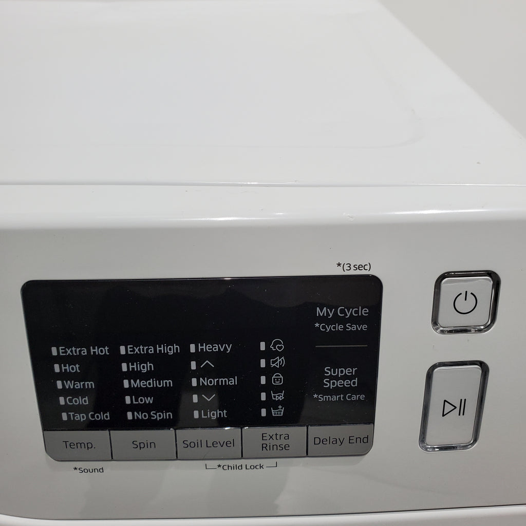 Pictures of 24 in. Samsung 2.2 cu. ft. Front Load Washing Machine with Steam and 4.0 cu. ft. Frontload Electric Dryer with AI Smart Dial - Scratch & Dent - Minor - Neu Appliance Outlet - Discount Appliance Outlet in Austin, Tx