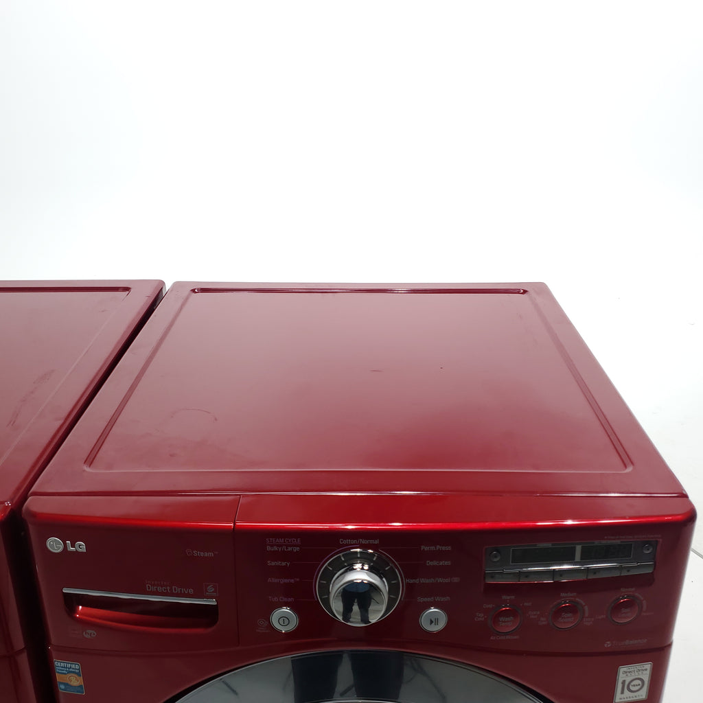 Pictures of Wild Cherry Red ENERGY STAR LG 4.0 cu. ft. Front Load Washer with Steam and Wild Cherry Red LG 7.3 Front Load Electric Dryer with TrueSeam Technology - Certified Refurbished - Neu Appliance Outlet - Discount Appliance Outlet in Austin, Tx