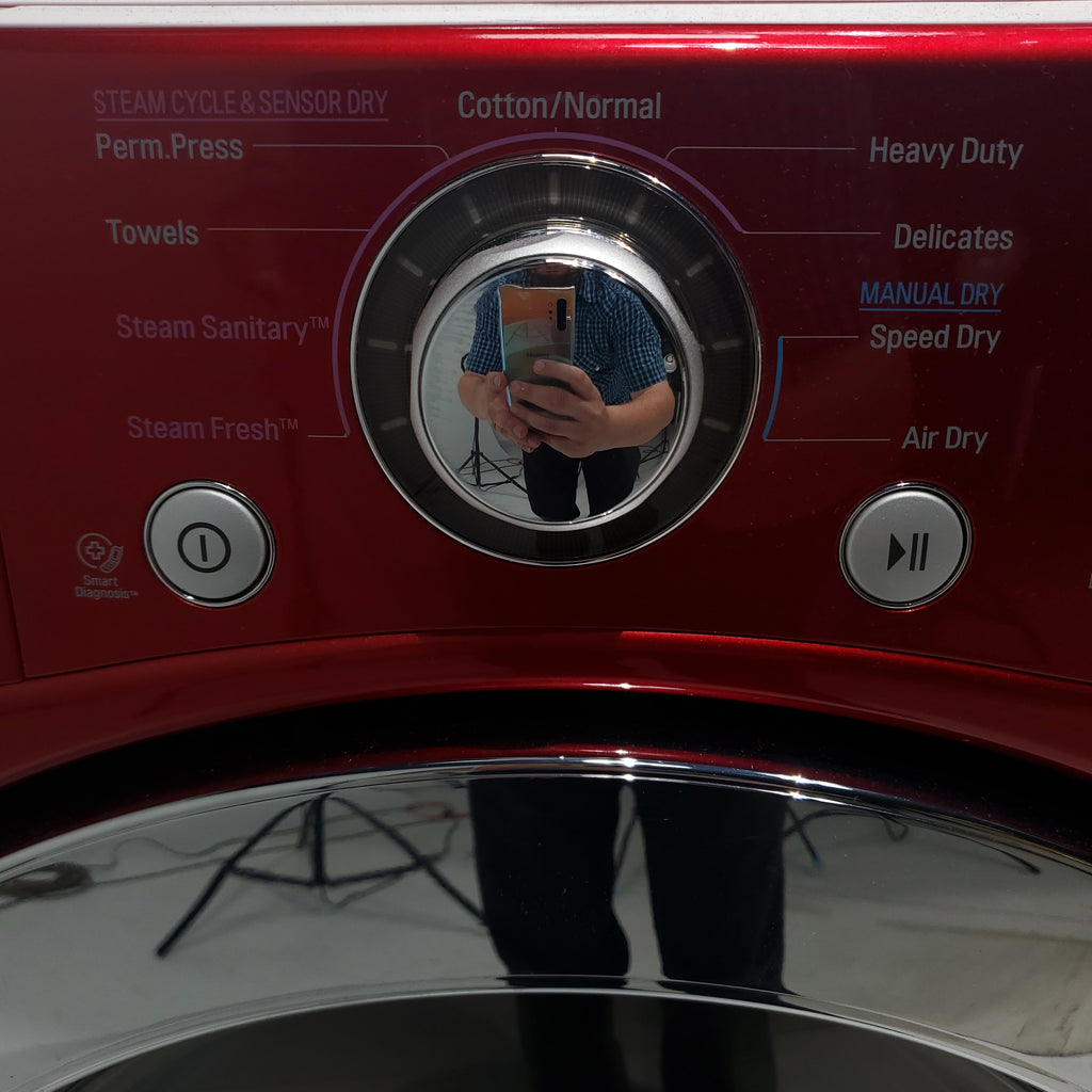 Pictures of Wild Cherry Red ENERGY STAR LG 4.0 cu. ft. Front Load Washer with Steam and Wild Cherry Red LG 7.3 Front Load Electric Dryer with TrueSeam Technology - Certified Refurbished - Neu Appliance Outlet - Discount Appliance Outlet in Austin, Tx