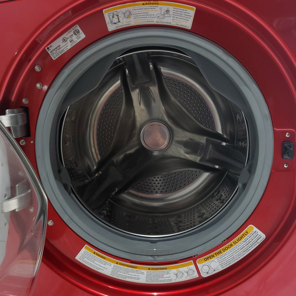 Pictures of Wild Cherry Red ENERGY STAR LG 4.0 cu. ft. Front Load Washer with Steam and Wild Cherry Red LG 7.3 Front Load Electric Dryer with TrueSeam Technology - Certified Refurbished - Neu Appliance Outlet - Discount Appliance Outlet in Austin, Tx