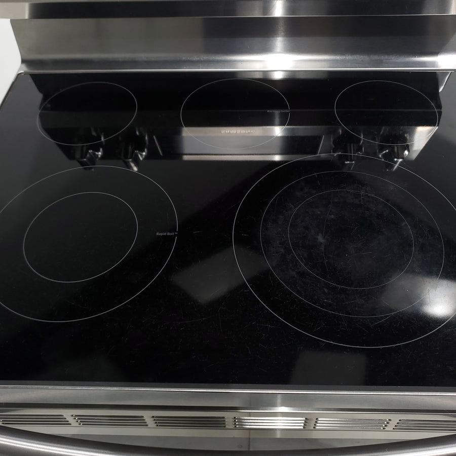 Stainless Steel Samsung 5.9 cu. ft. Freestanding 5 Heating Element Smooth Cooktop Electric Range with True Convection - Certified Refurbished