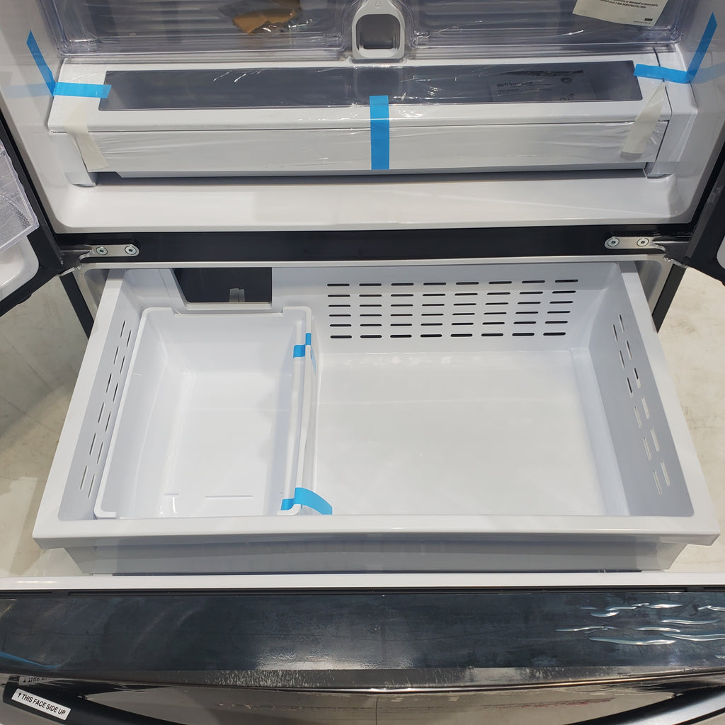 Pictures of Fingerprint Resistant Black Stainless Steel ENERGY STAR Samsung 28.2 cu. ft. Capacity 3 Door French Door Refrigerator with Internal Ice Maker - Scratch & Dent - Major - Neu Appliance Outlet - Discount Appliance Outlet in Austin, Tx