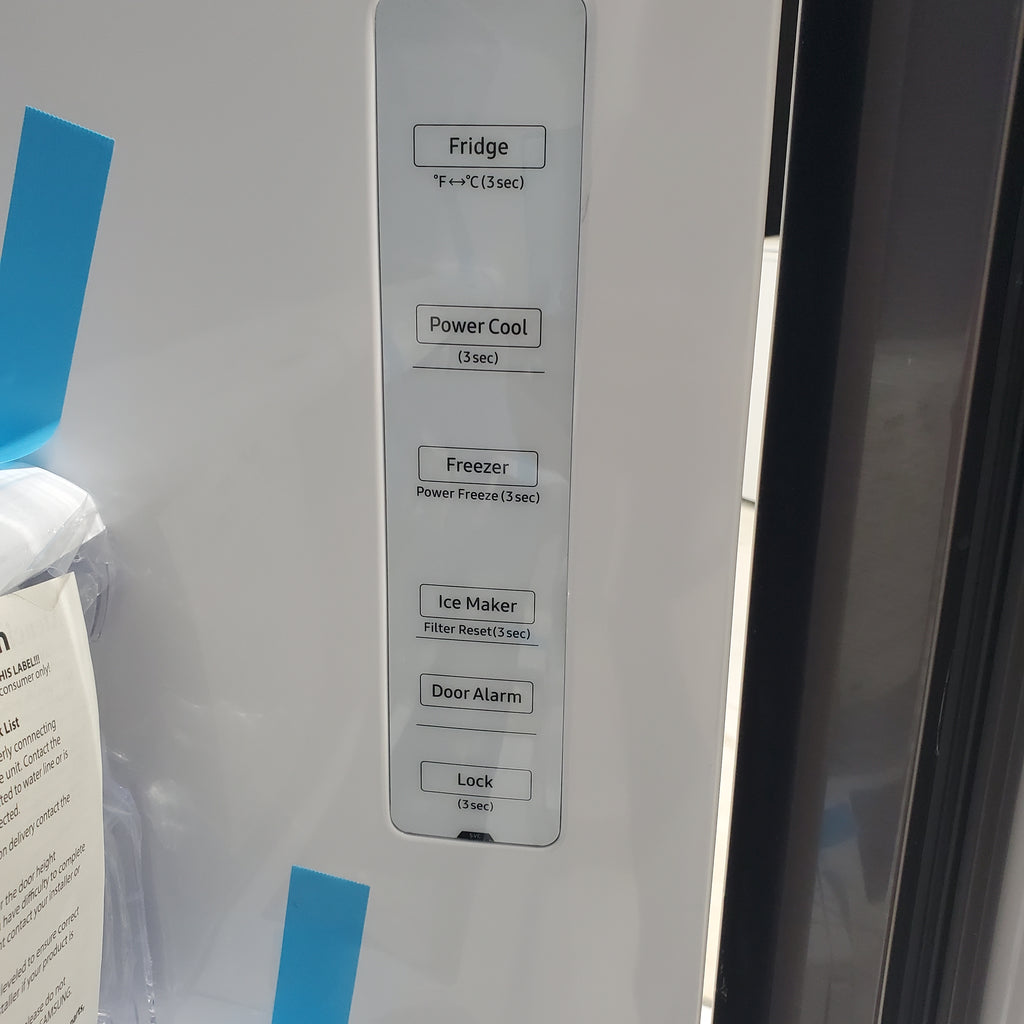 Pictures of Fingerprint Resistant Black Stainless Steel ENERGY STAR Samsung 28.2 cu. ft. Capacity 3 Door French Door Refrigerator with Internal Ice Maker - Scratch & Dent - Major - Neu Appliance Outlet - Discount Appliance Outlet in Austin, Tx