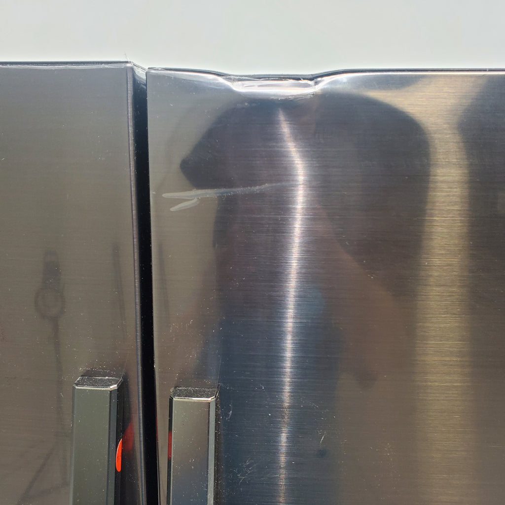 Pictures of Fingerprint Resistant Black Stainless Steel ENERGY STAR Samsung 28.2 cu. ft. Capacity 3 Door French Door Refrigerator with Internal Ice Maker - Scratch & Dent - Major - Neu Appliance Outlet - Discount Appliance Outlet in Austin, Tx