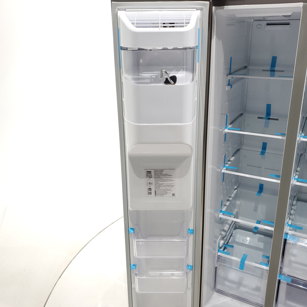 Pictures of Fingerprint Resistant Stainless Steel ENERGY STAR Samsung 27.4 cu. ft. Side by Side Refrigerator with Exterior Water and Ice Dispenser - Scratch & Dent - Moderate - Neu Appliance Outlet - Discount Appliance Outlet in Austin, Tx