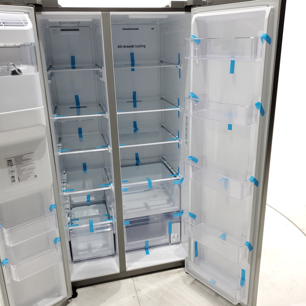 Pictures of Fingerprint Resistant Stainless Steel ENERGY STAR Samsung 27.4 cu. ft. Side by Side Refrigerator with Exterior Water and Ice Dispenser - Scratch & Dent - Moderate - Neu Appliance Outlet - Discount Appliance Outlet in Austin, Tx