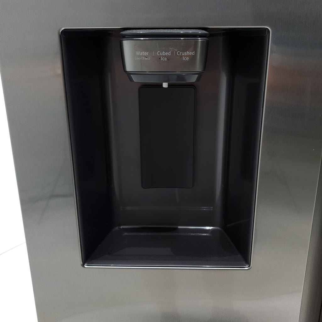 Pictures of Fingerprint Resistant Stainless Steel ENERGY STAR Samsung 27.4 cu. ft. Side by Side Refrigerator with Exterior Water and Ice Dispenser - Scratch & Dent - Moderate - Neu Appliance Outlet - Discount Appliance Outlet in Austin, Tx