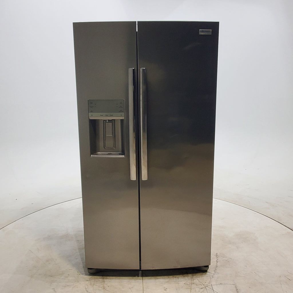 Pictures of Counter Depth Smudge-Proof Stainless Steel ENERGY STAR Frigidaire Gallery 22.3 cu. ft. Side by Side Refrigerator with Exterior Water and Ice Dispenser - Certified Refurbished - Neu Appliance Outlet - Discount Appliance Outlet in Austin, Tx