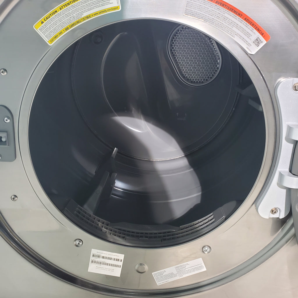 Pictures of Platinum Samsung 7.5 cu. ft. Front Load Electric Dryer with Steam- Scratch & Dent - Major - Neu Appliance Outlet - Discount Appliance Outlet in Austin, Tx