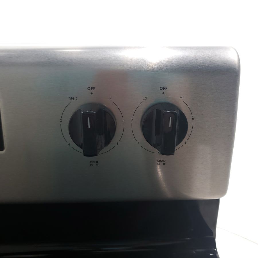 Fingerprint Resistant Stainless Steel Whirlpool 5.3 cu. ft. Freestanding 5 Heating Element Smooth Cooktop Electric Range with Frozen Bake Technology Scratch & Dent - Minor