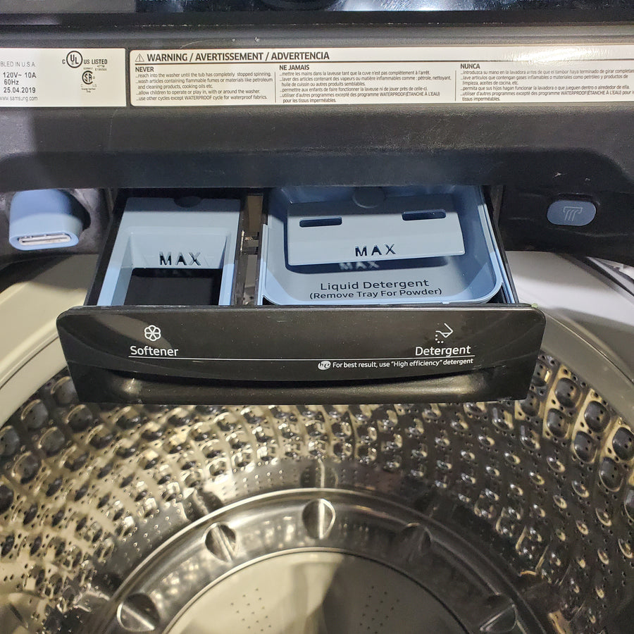 Black Stainless Steel ENERGY STAR Samsung 5.0 cu. ft. Top Load Washer with Active Water Jet - Scratch & Dent - Minor