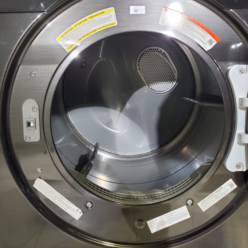 Pictures of Fingerprint Resistant Black Stainless Steel ENERGY STAR Samsung 7.5 cu. ft. Frontload Gas Dryer with Steam- Scratch & Dent - Minor - Neu Appliance Outlet - Discount Appliance Outlet in Austin, Tx