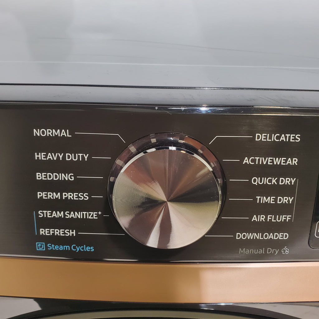 Pictures of Fingerprint Resistant Black Stainless Steel ENERGY STAR Samsung 7.5 cu. ft. Frontload Gas Dryer with Steam- Scratch & Dent - Minor - Neu Appliance Outlet - Discount Appliance Outlet in Austin, Tx