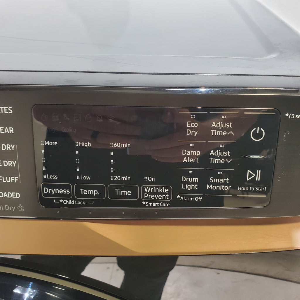 Pictures of Fingerprint Resistant Black Stainless Steel ENERGY STAR Samsung 7.5 cu. ft. Frontload Gas Dryer with Steam- Scratch & Dent - Minor - Neu Appliance Outlet - Discount Appliance Outlet in Austin, Tx