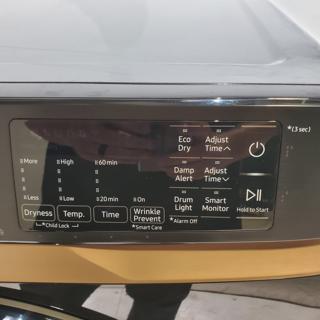 Pictures of Fingerprint Resistant Black Stainless Steel ENERGY STAR Samsung 7.5 cu. ft. Frontload Gas Dryer with Steam- Scratch & Dent - Minor - Neu Appliance Outlet - Discount Appliance Outlet in Austin, Tx