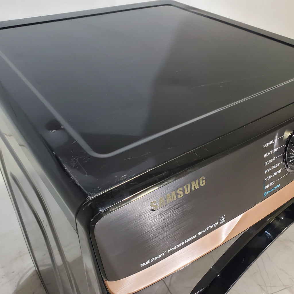 Pictures of Fingerprint Resistant Black Stainless Steel ENERGY STAR Samsung 7.5 cu. ft. Frontload Gas Dryer with Steam- Scratch & Dent - Minor - Neu Appliance Outlet - Discount Appliance Outlet in Austin, Tx