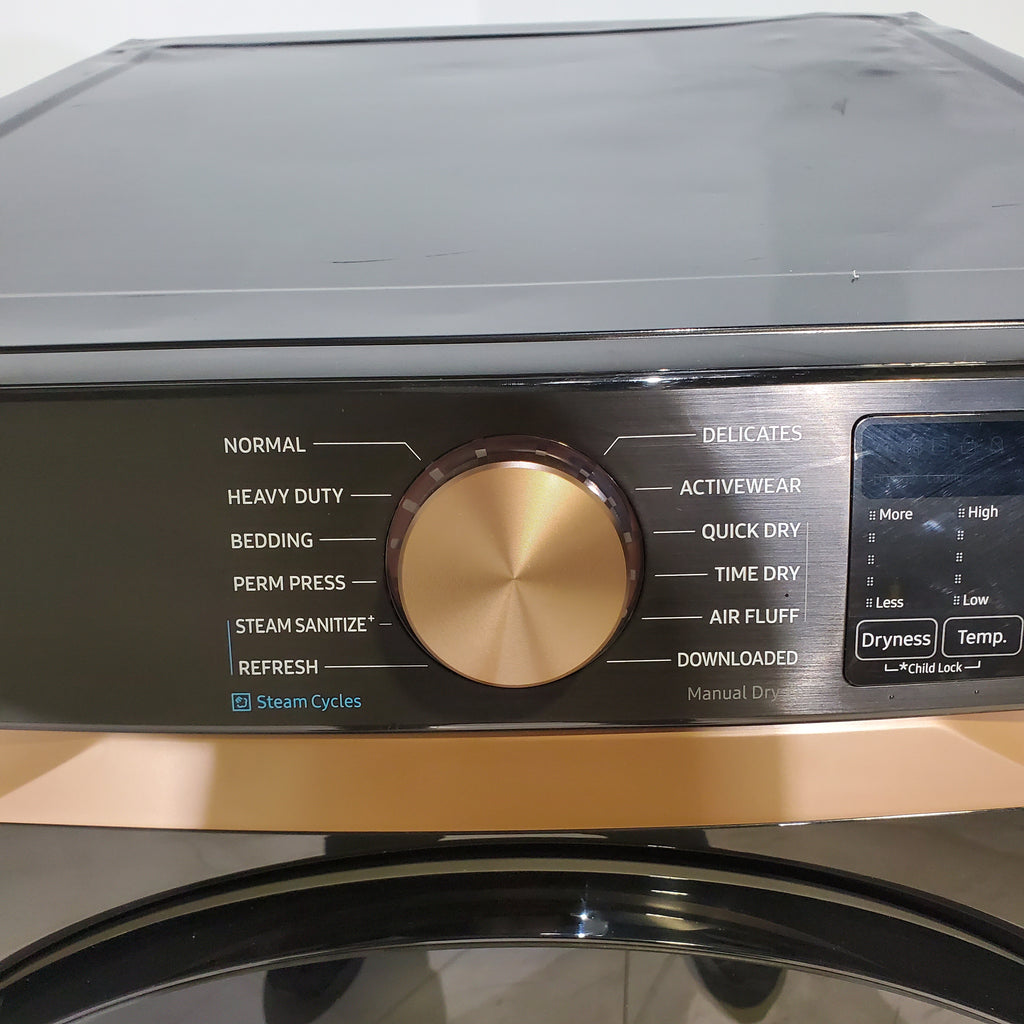 Pictures of Fingerprint Resistant Black Stainless Steel ENERGY STAR Samsung 7.5 cu. ft. Frontload Gas Dryer with Steam- Scratch & Dent - Minor - Neu Appliance Outlet - Discount Appliance Outlet in Austin, Tx