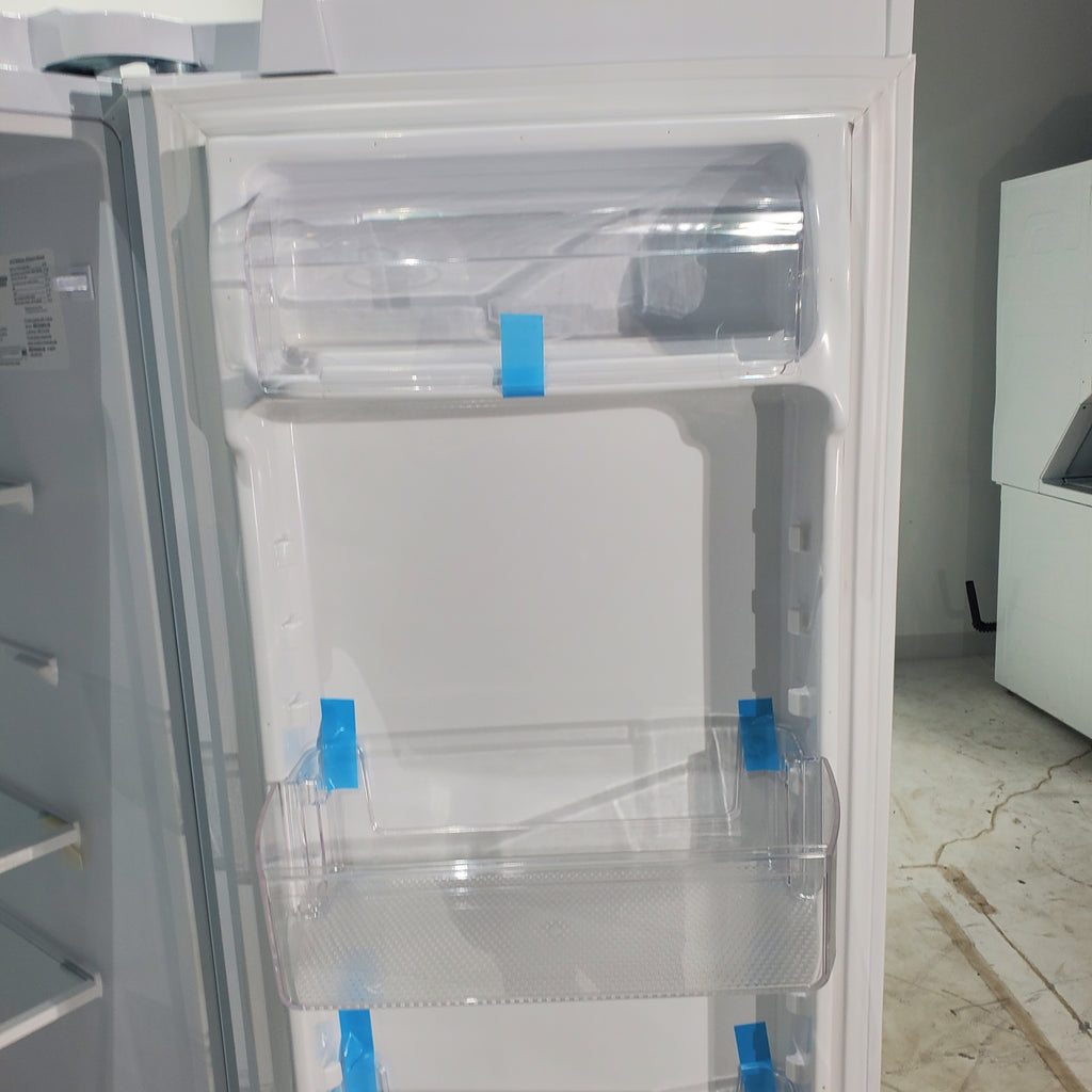 Pictures of 36 1/8" Wide White Frigidaire 25.6 cu. ft. Side by Side Refrigerator with Exterior Ice and Water Dispenser - Scratch and Dent - Minor - Neu Appliance Outlet - Discount Appliance Outlet in Austin, Tx