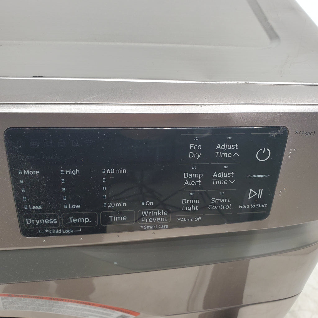 Pictures of Champagne Samsung 7.5 cu. ft. Front Load Electric Dryer with Steam Sanitize+ - Scratch & Dent - Minor - Neu Appliance Outlet - Discount Appliance Outlet in Austin, Tx