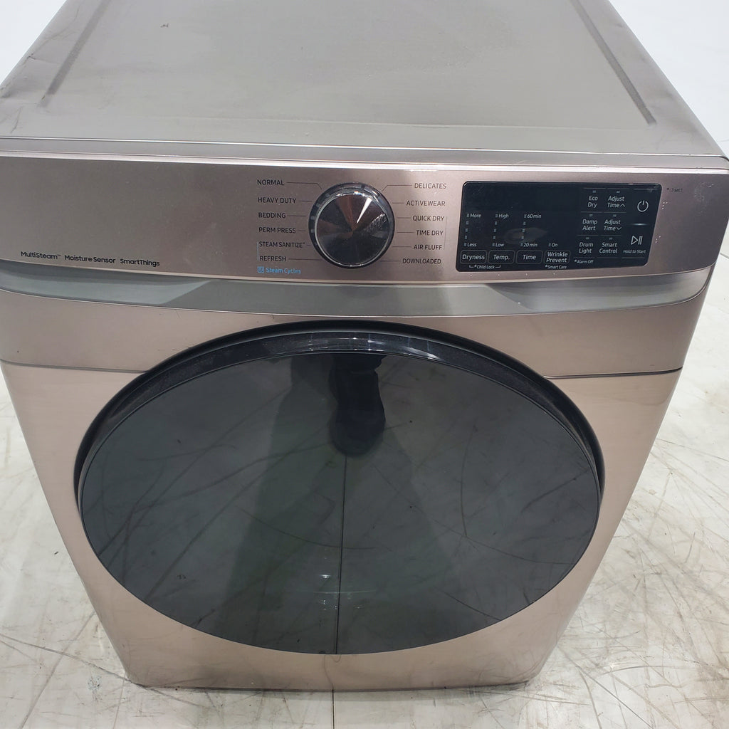 Pictures of Champagne Samsung 7.5 cu. ft. Front Load Electric Dryer with Steam Sanitize+ - Scratch & Dent - Minor - Neu Appliance Outlet - Discount Appliance Outlet in Austin, Tx