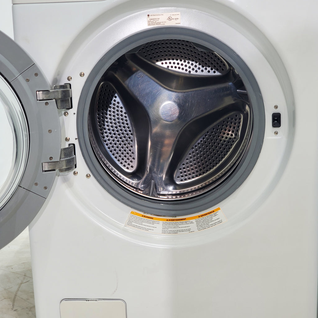 Pictures of LG Frontload 3.6 cu ft 27 inch Wide Washing Machine with Direct Drive Motor and White Samsung 7.5 cu. ft. Front Load Electric Dryer with Smart Care - Certified Refurbished - Neu Appliance Outlet - Discount Appliance Outlet in Austin, Tx