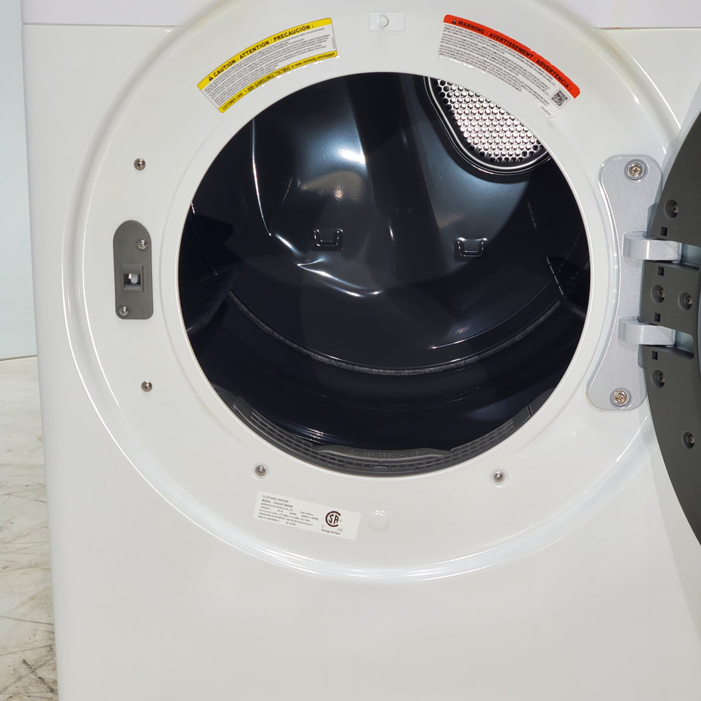Pictures of White Samsung 7.5 cu. ft. Front Load Electric Dryer with Smart Care - Scratch and Dent - Major - Neu Appliance Outlet - Discount Appliance Outlet in Austin, Tx