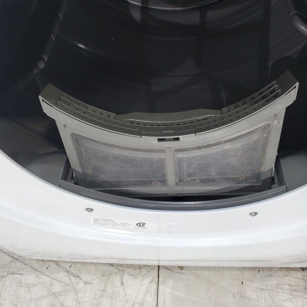 Pictures of White Samsung 7.5 cu. ft. Front Load Electric Dryer with Smart Care - Scratch and Dent - Major - Neu Appliance Outlet - Discount Appliance Outlet in Austin, Tx