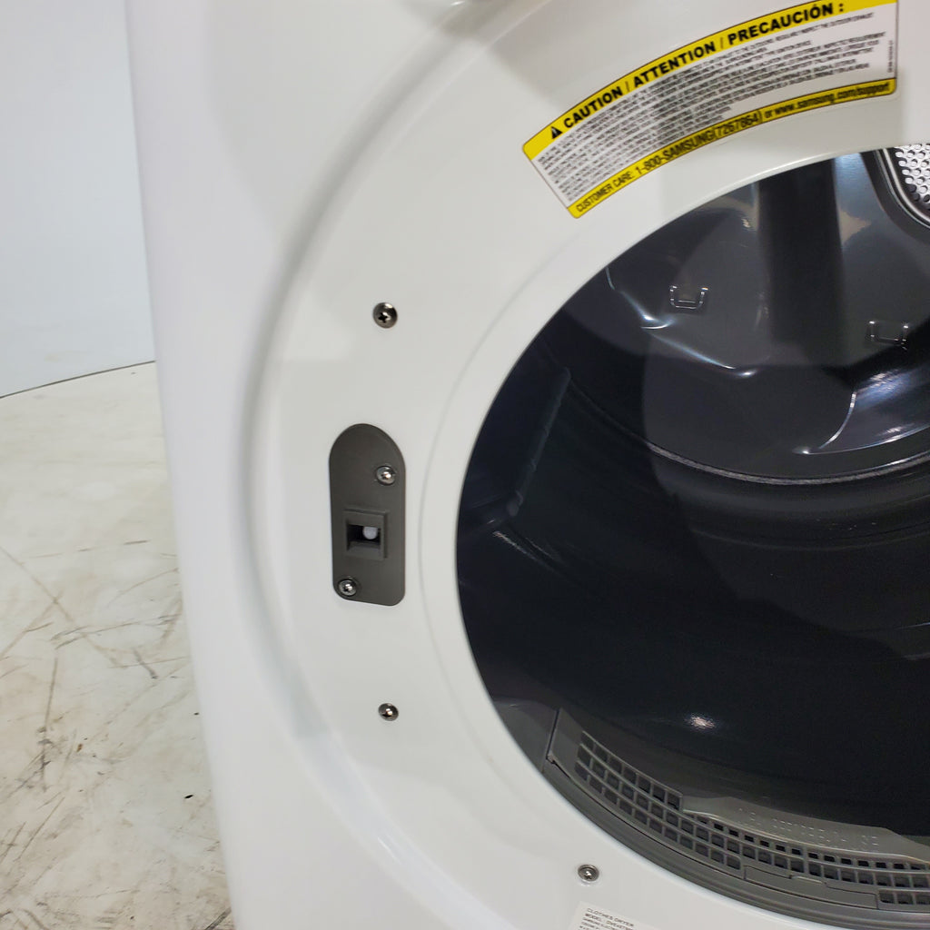 Pictures of White Samsung 7.5 cu. ft. Front Load Electric Dryer with Smart Care - Scratch and Dent - Major - Neu Appliance Outlet - Discount Appliance Outlet in Austin, Tx