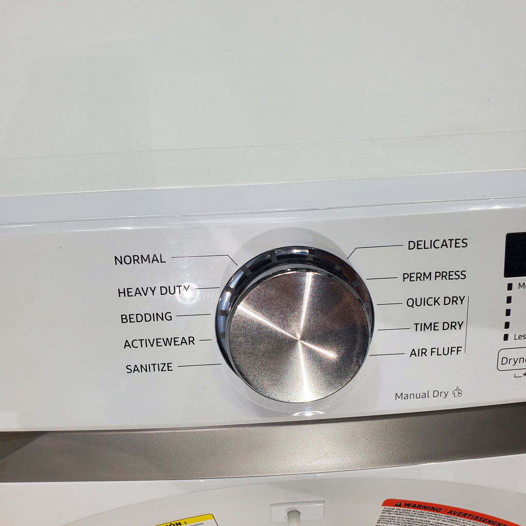 Pictures of White Samsung 7.5 cu. ft. Front Load Electric Dryer with Smart Care - Scratch and Dent - Major - Neu Appliance Outlet - Discount Appliance Outlet in Austin, Tx