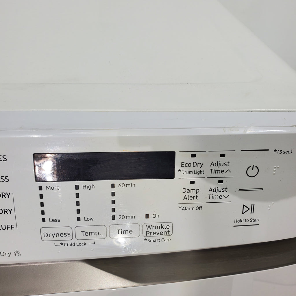 Pictures of White Samsung 7.5 cu. ft. Front Load Electric Dryer with Smart Care - Scratch and Dent - Major - Neu Appliance Outlet - Discount Appliance Outlet in Austin, Tx