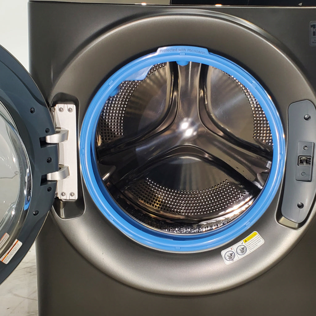 Pictures of Carbon Graphite ENERGY STAR  GE Profile 4.5 cu. ft. Capacity Front Load Combo Washing Machine and Electric Dryer with Ventless Heat Pump Technology - Scratch & Dent - Moderate - Neu Appliance Outlet - Discount Appliance Outlet in Austin, Tx