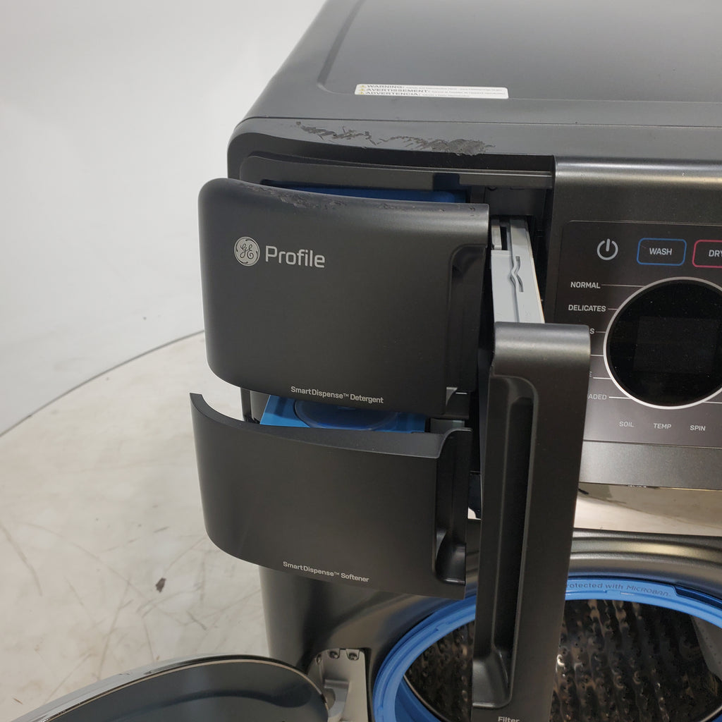 Pictures of Carbon Graphite ENERGY STAR  GE Profile 4.5 cu. ft. Capacity Front Load Combo Washing Machine and Electric Dryer with Ventless Heat Pump Technology - Scratch & Dent - Moderate - Neu Appliance Outlet - Discount Appliance Outlet in Austin, Tx