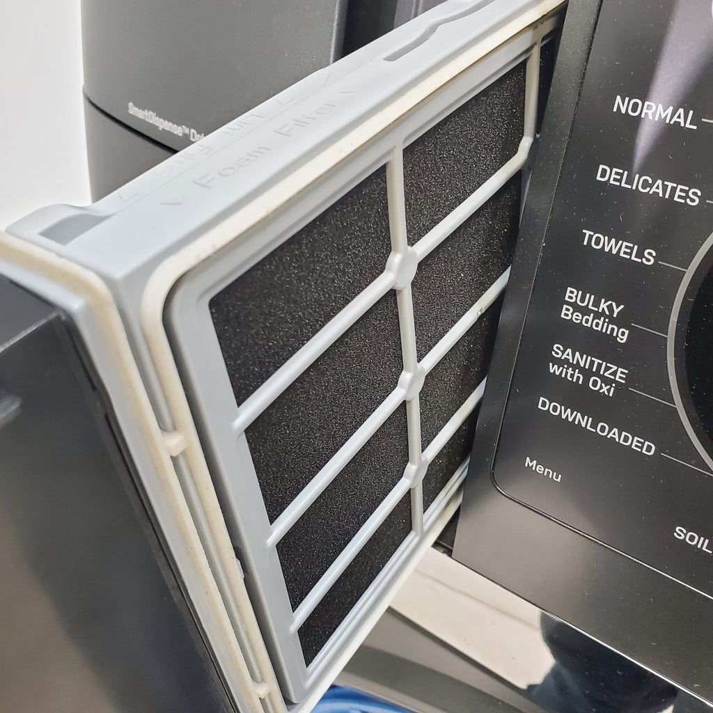 Pictures of Carbon Graphite ENERGY STAR  GE Profile 4.5 cu. ft. Capacity Front Load Combo Washing Machine and Electric Dryer with Ventless Heat Pump Technology - Scratch & Dent - Moderate - Neu Appliance Outlet - Discount Appliance Outlet in Austin, Tx