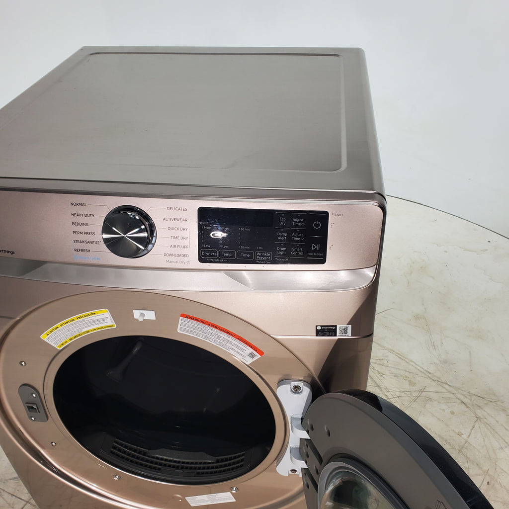 Pictures of Champagne Samsung 7.5 cu. ft. Front Load Electric Dryer with Steam Sanitize+- Scratch & Dent - Moderate - Neu Appliance Outlet - Discount Appliance Outlet in Austin, Tx