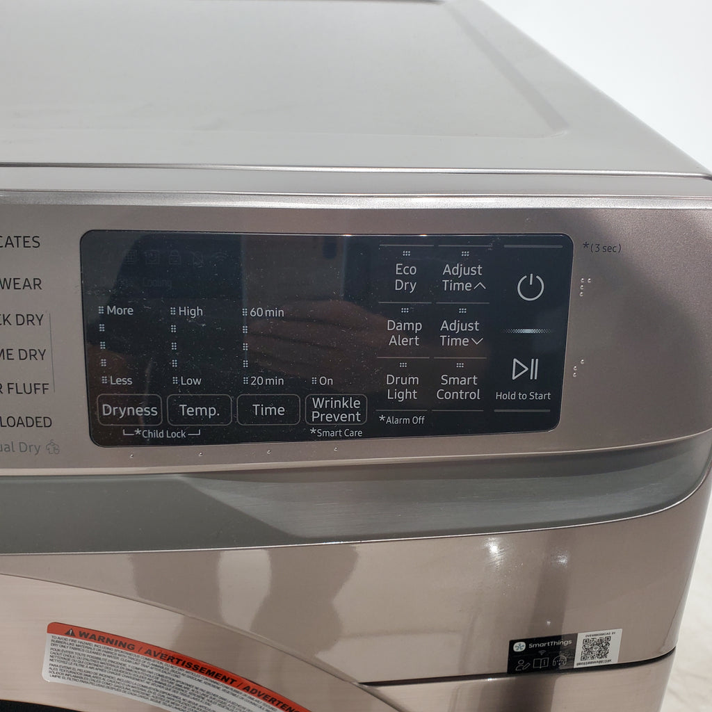 Pictures of Champagne Samsung 7.5 cu. ft. Front Load Electric Dryer with Steam Sanitize+- Scratch & Dent - Moderate - Neu Appliance Outlet - Discount Appliance Outlet in Austin, Tx